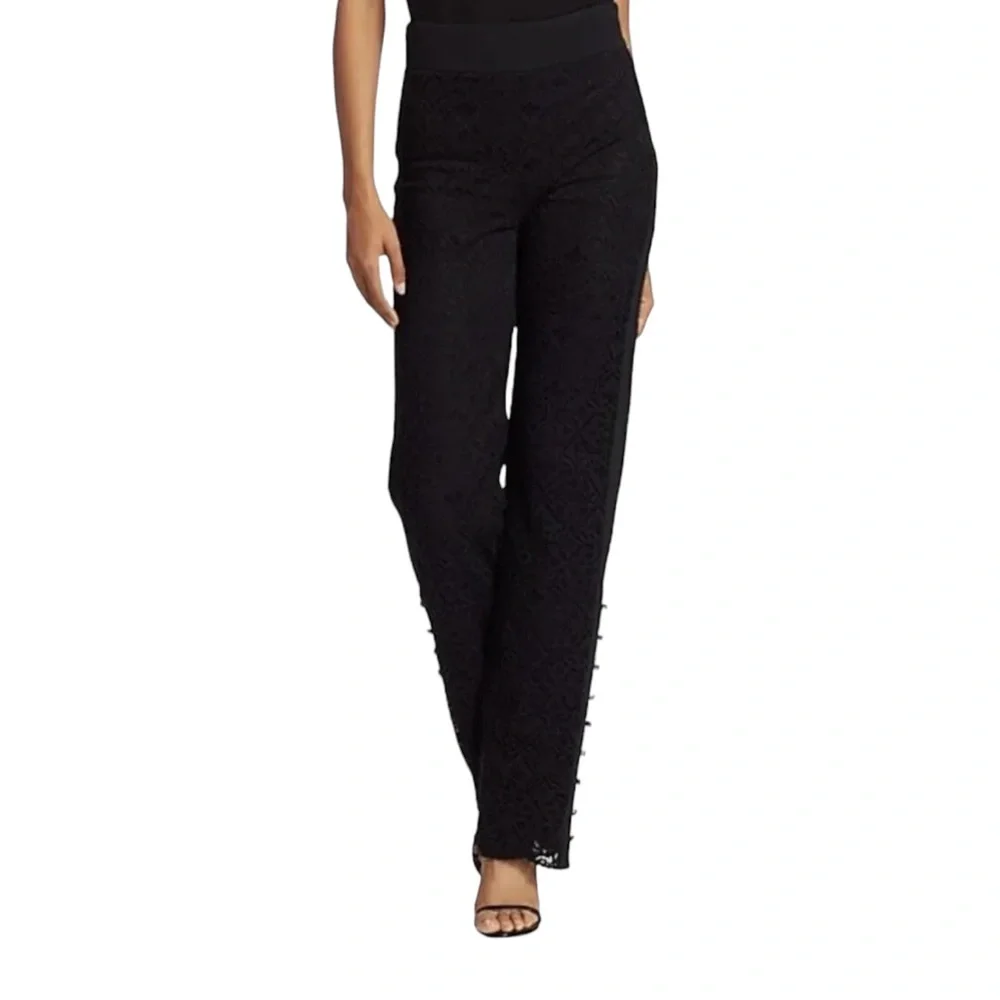 Jonathan Simkhai Suit Pants 4/S Women’s Lace High-Rise Straight Pants Black NWT - Picture 2 of 13